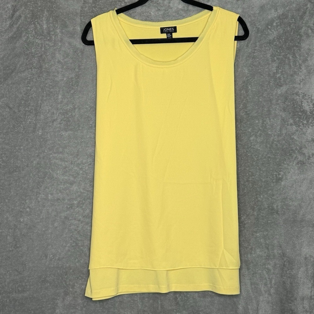 Jones New York XL Top Shirt Yellow Solid Sleeveless Scoop Neck Stretch Women